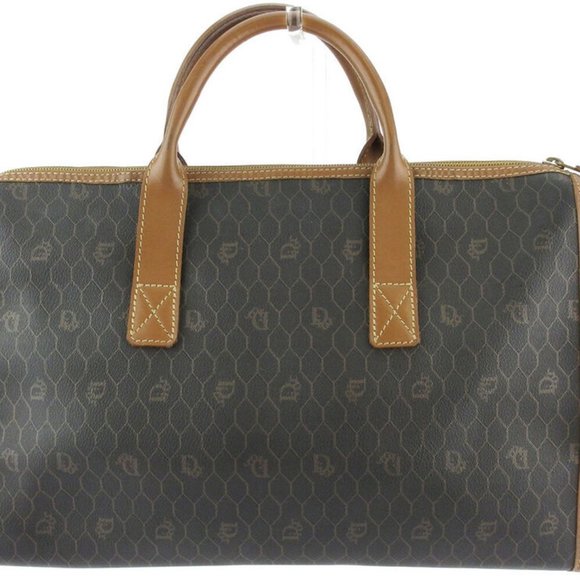 Dior Boston bag honeycomb pattern PVC ~ leather Authentic used - Picture 2 of 8